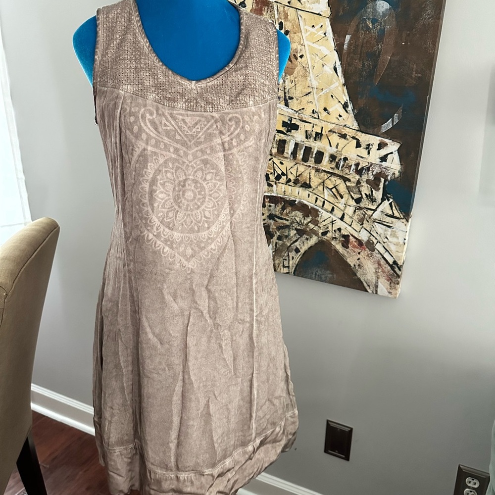 Simclan Beige Sleeveless Dress